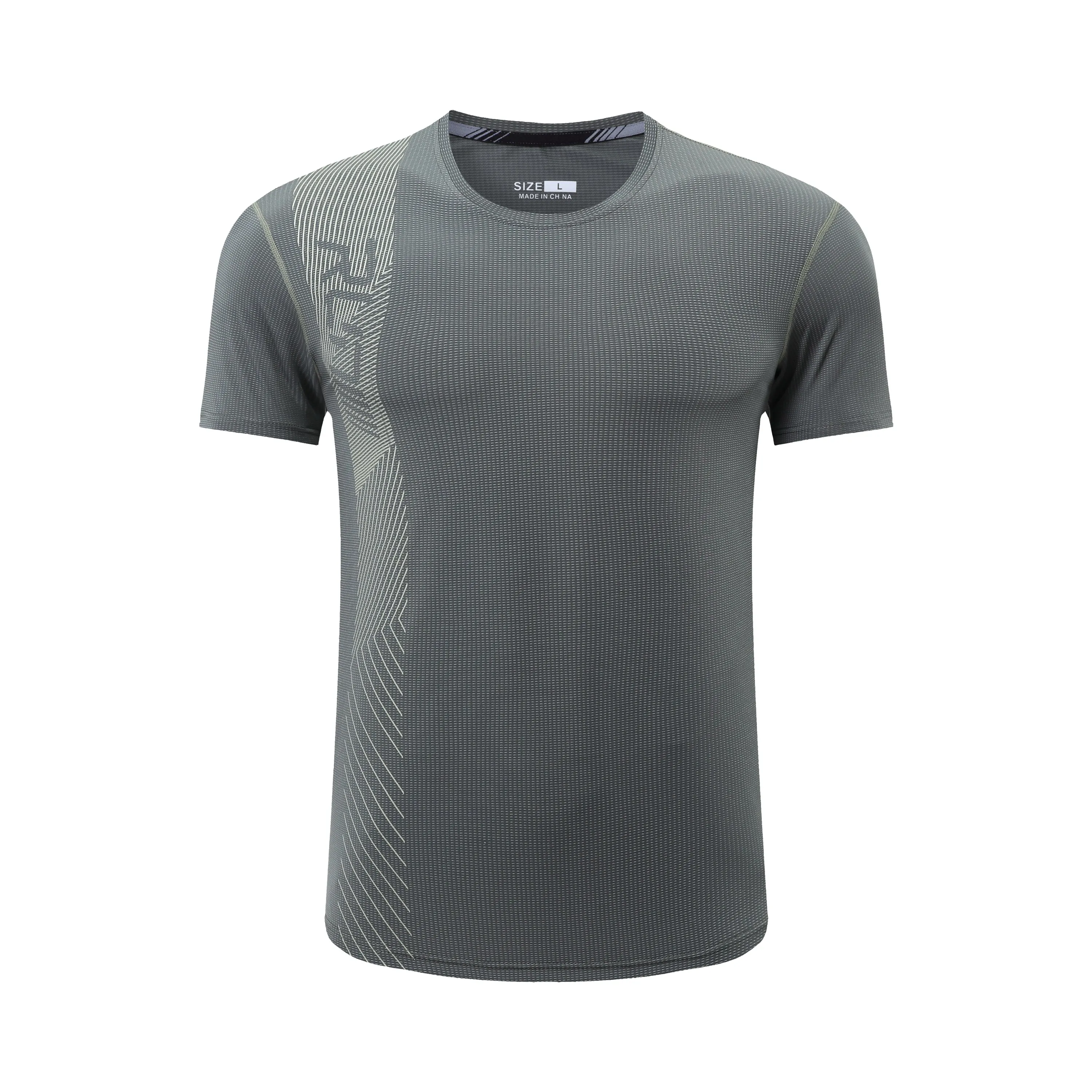 Men Sports Short Sleeve Print Tee Running T-shirts Breathable Workout Gym Shirts New Clothing Quick Dry Fitness Tee