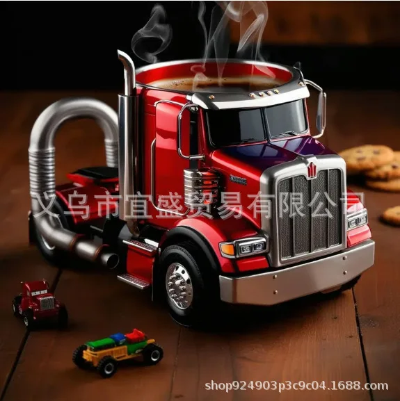 

‌New Truck Coffee Mug Decor - Stainless Steel Core Indoor Outdoor Garden Ornament with Unique Design‌