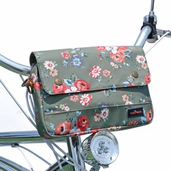 Tourbon Bike Front Handlebar Bag Bicycle Top Tube Pack Canvas Bike Frame Saddle Pouch Waterproof  Flower Cycling Accessories