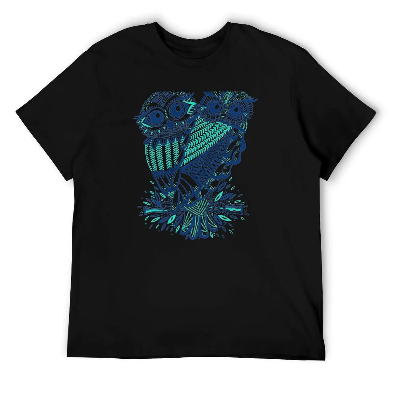 

Owls – Turquoise & Navy T-Shirt anime t shirts for man man t shirt cotton high quality t shirts for man graphic funny T-Shirt