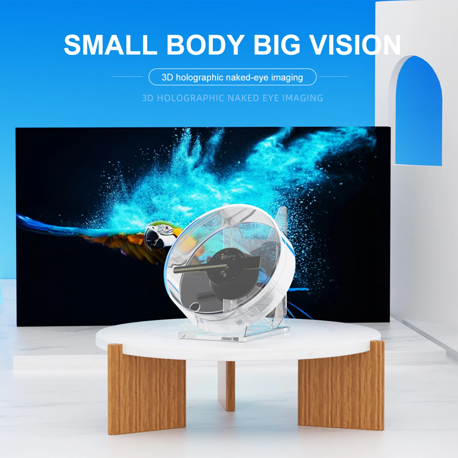 3D Holographic Projector Support Music Player Function Remote Advertise Display Desktop 3D Fan Advertising Logo Light