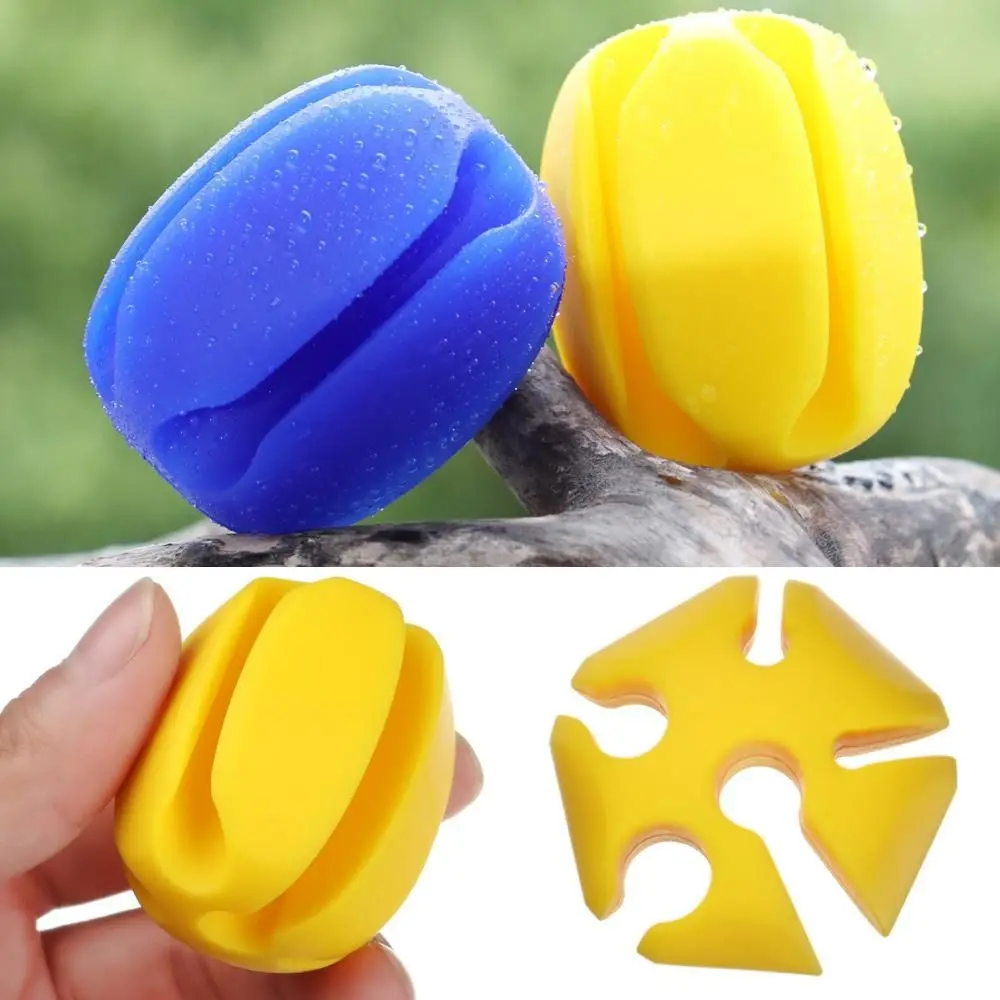 2PCS Silicone Fishing Rod Holder 6 Colors 5 Hole Fishing Rod Tie Ball Lightweight Fishing Tackle Ties Fishing