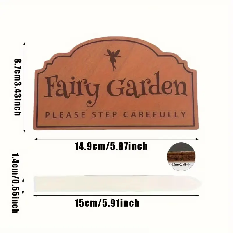 1 Piece Fairy Garden Sign Wooden Plaque - Creative Signage Fairy Garden Please Walk Carefully Wooden Signboard Made for Fairies