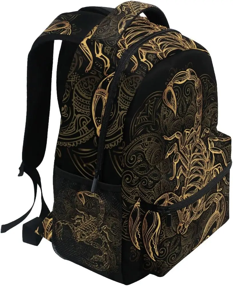 Gold Star Scorpion Backpack Laptop Bag Daypack Travel Hiking School Backpacks for Men Women Kids Girls Boys
