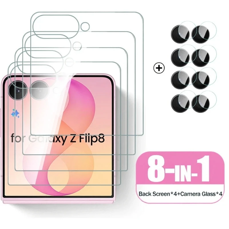 For Samsung Galaxy Z Flip8 5G 8In1 9H Premium Tempered Glass Back Screen Protector on Samsung Galaxy Flip 8 Z Flip7 Camera Glass