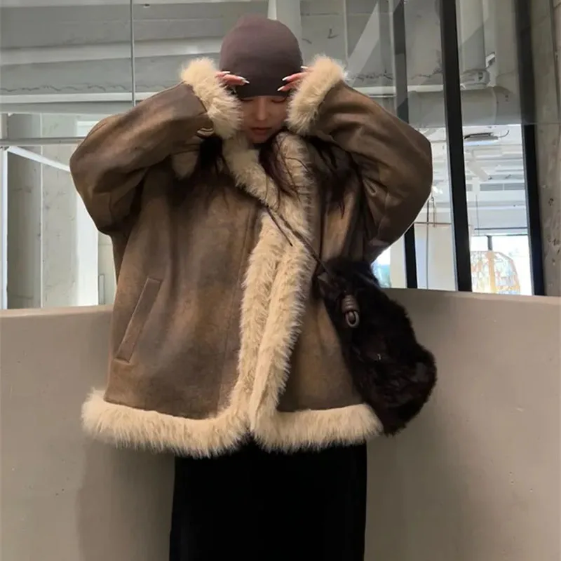 Lamb Wool Fur one Cotton-Padded Coat 2025 Winter Fatty Senior Sense Plus Cashmere Thick Cotton-Padded Coat Jacket Zichao ZT274