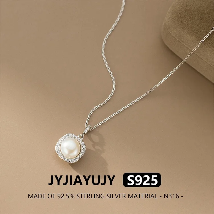

JYJIAYUJY 100% Whole Original Sterling Silver S925 Pendant Necklace Pearl Inlaid Zirconia Fashion Woman Jewelry Gift Use N316