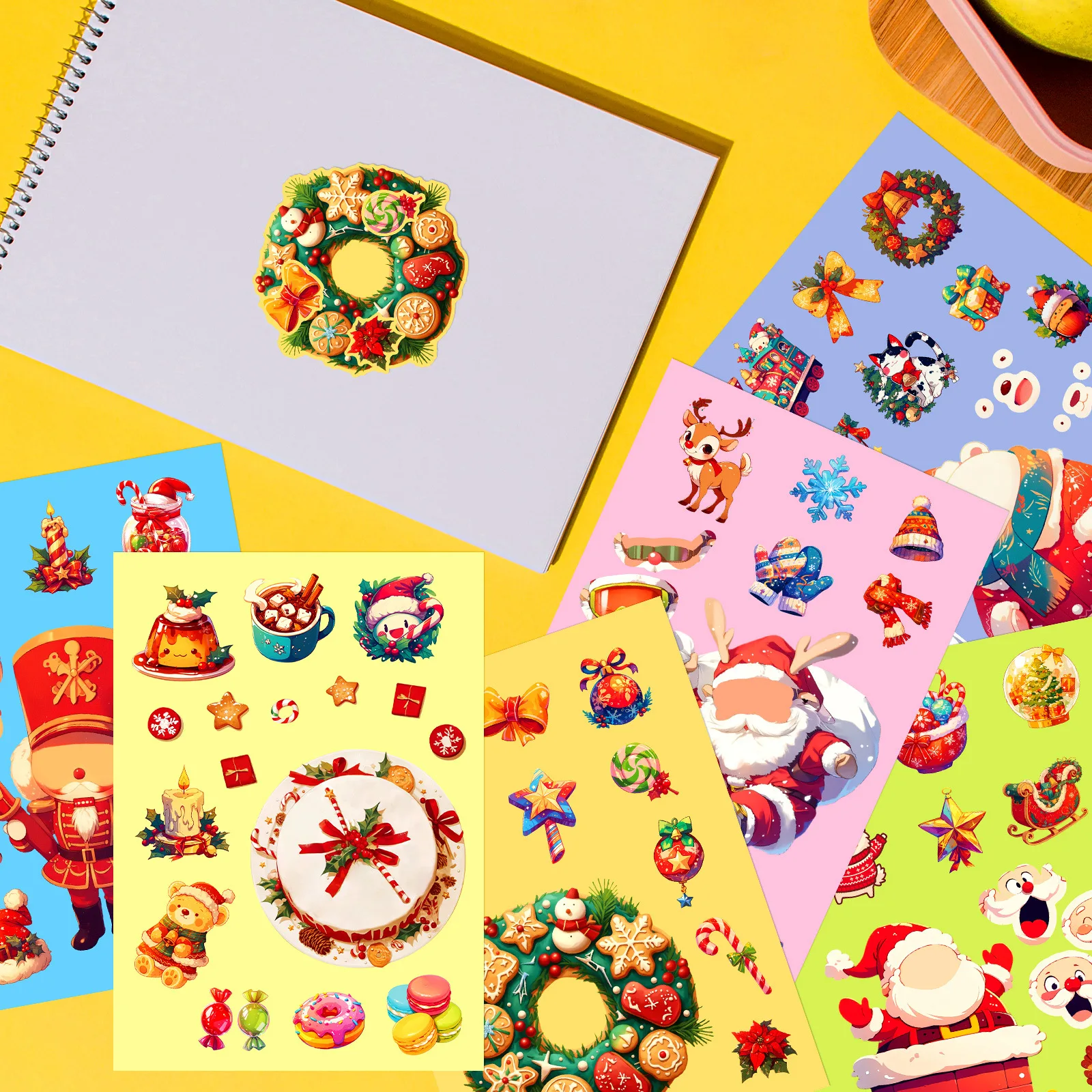 6 قطع من ملصقات ألغاز عيد الميلاد اصنع سانتا كلوز الخاصة بك اصنع وجهًا للأطفال والأطفال لعبة حفلات لوازم فنية قرطاسية