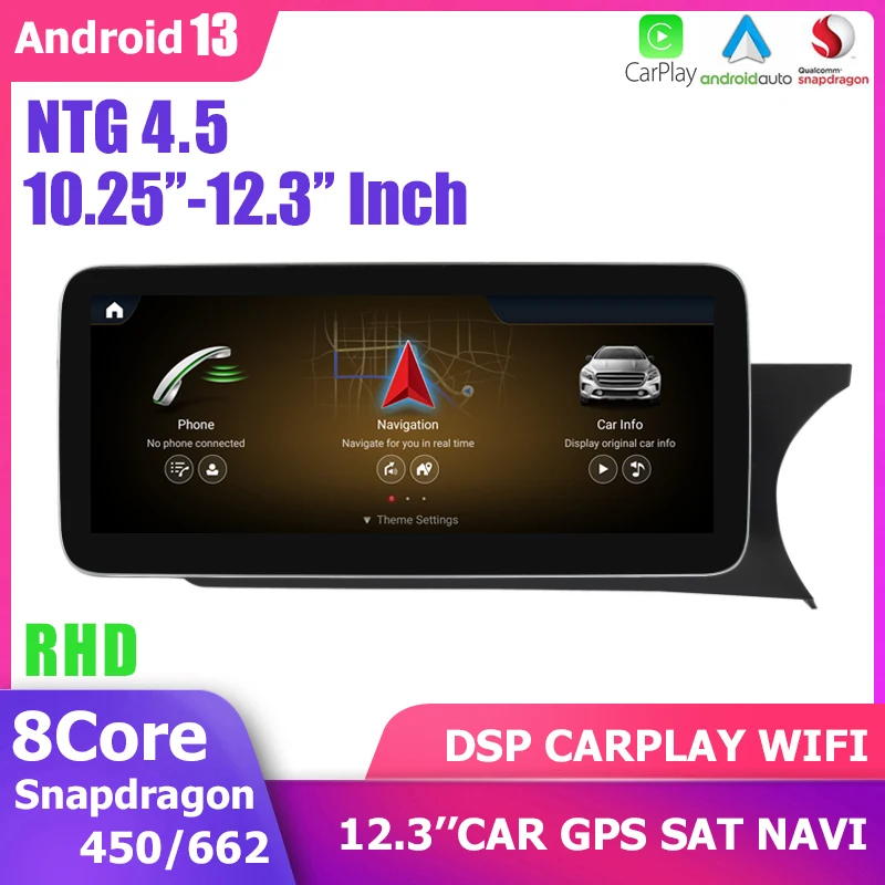 

12.3"/10.25“ RHD Android 13 Carplay GPS Player DSP For Mercedes Benz C-Class W204 2011-2014 NTG 4.5 Snapdragon BT WIFI 4G