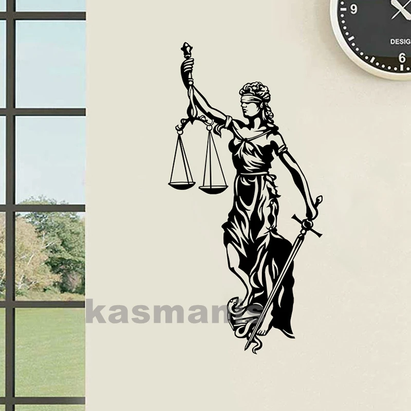 Femida Lady Justice Vinyl Wall Sticker Lawyer\'s Office Wall Decals Mural,  Law Goddess of Justice Decals Gift for Lawyer