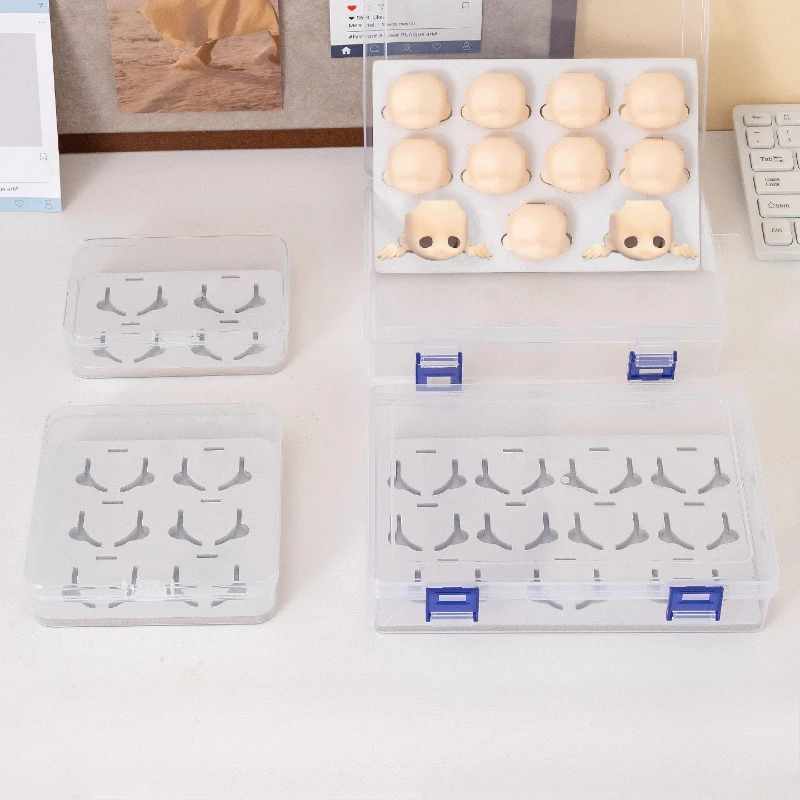 

GSC Face Shell Storage Box Bjd Doll Dust Box OB11 Head Shell Fixed Storage Transparent Plastic Box Polymer Clay Tools
