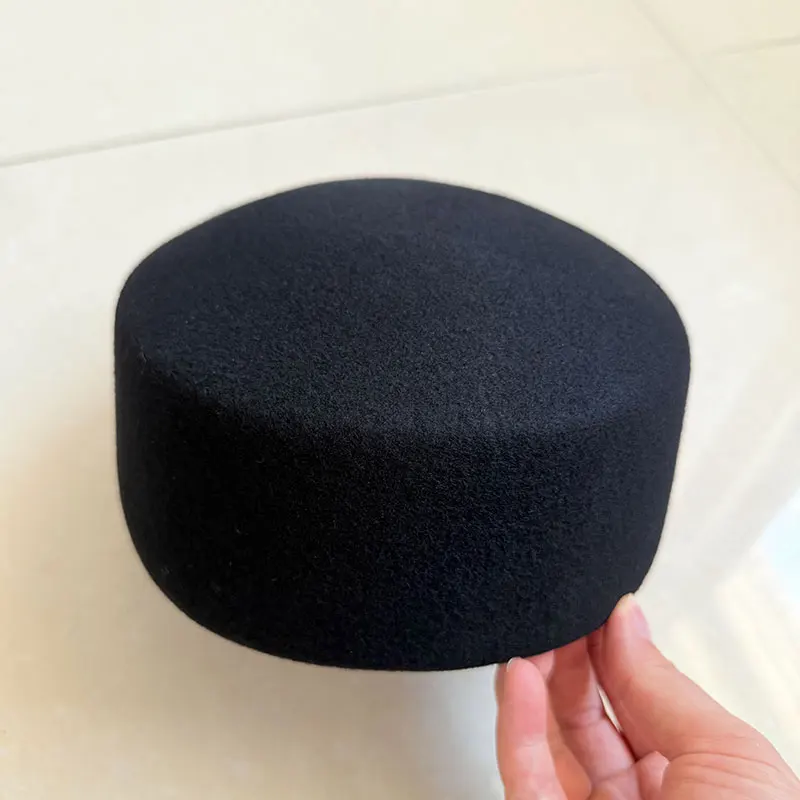 خمر قمة صلبة شقة فيدوراس القبعات النساء 100% ورأى الصوف القبعات قبعة الزفاف الفاسناتور قبعات الزفاف كوكتيل حفلة صندوق حبوب منع الحمل قبعة #6