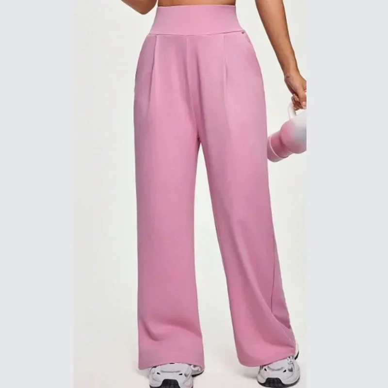 Women New Casual 10 Colors Optional Yoga Pants  High Waist Baggy Wide Leg Trousers Female with Pockets Fitness Sports Leggings