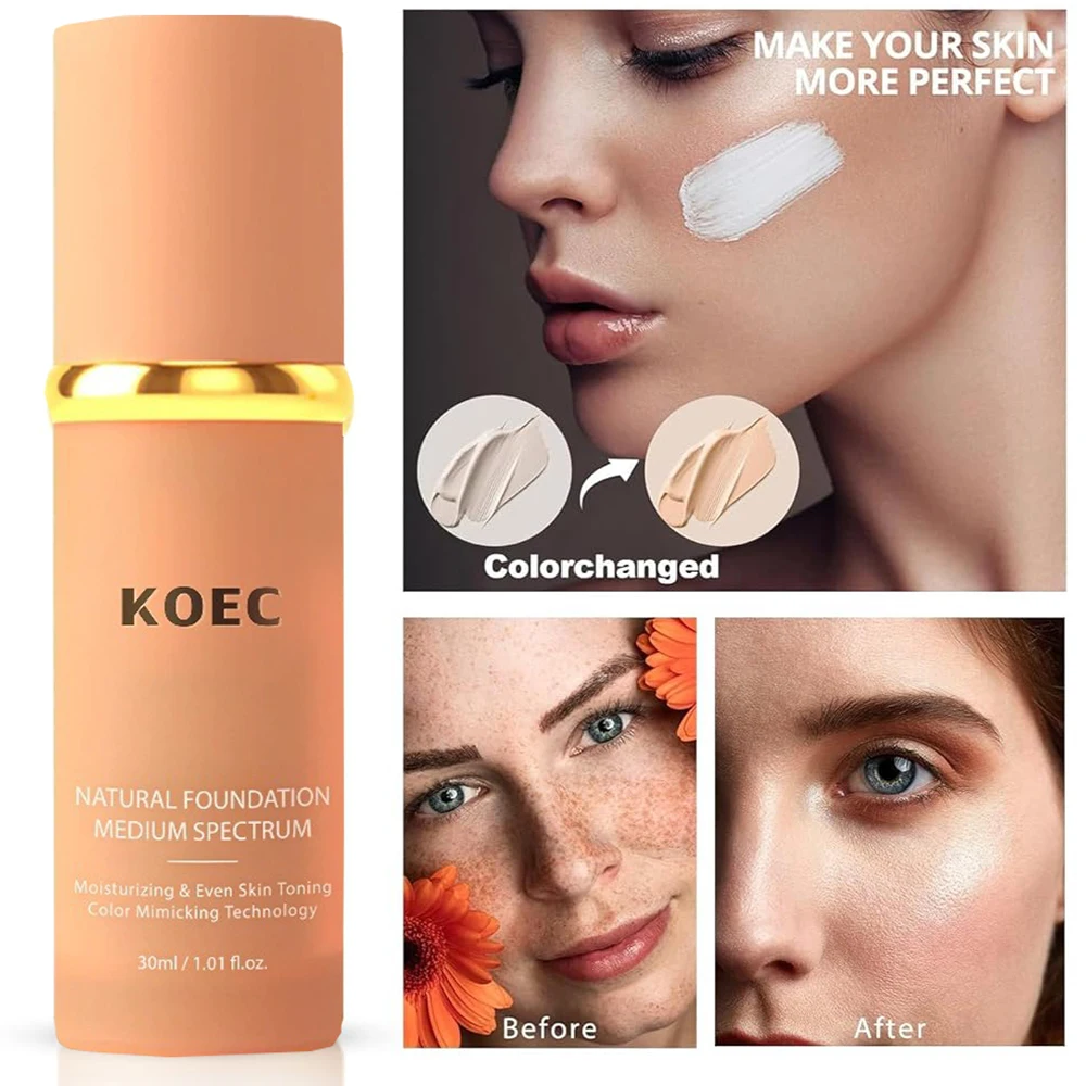 4-in-1 Foundation Hydrating Light/Medium Spectrum Full Coverage Lotion Foundation, Protecting from Sun with Concealer Waterproof