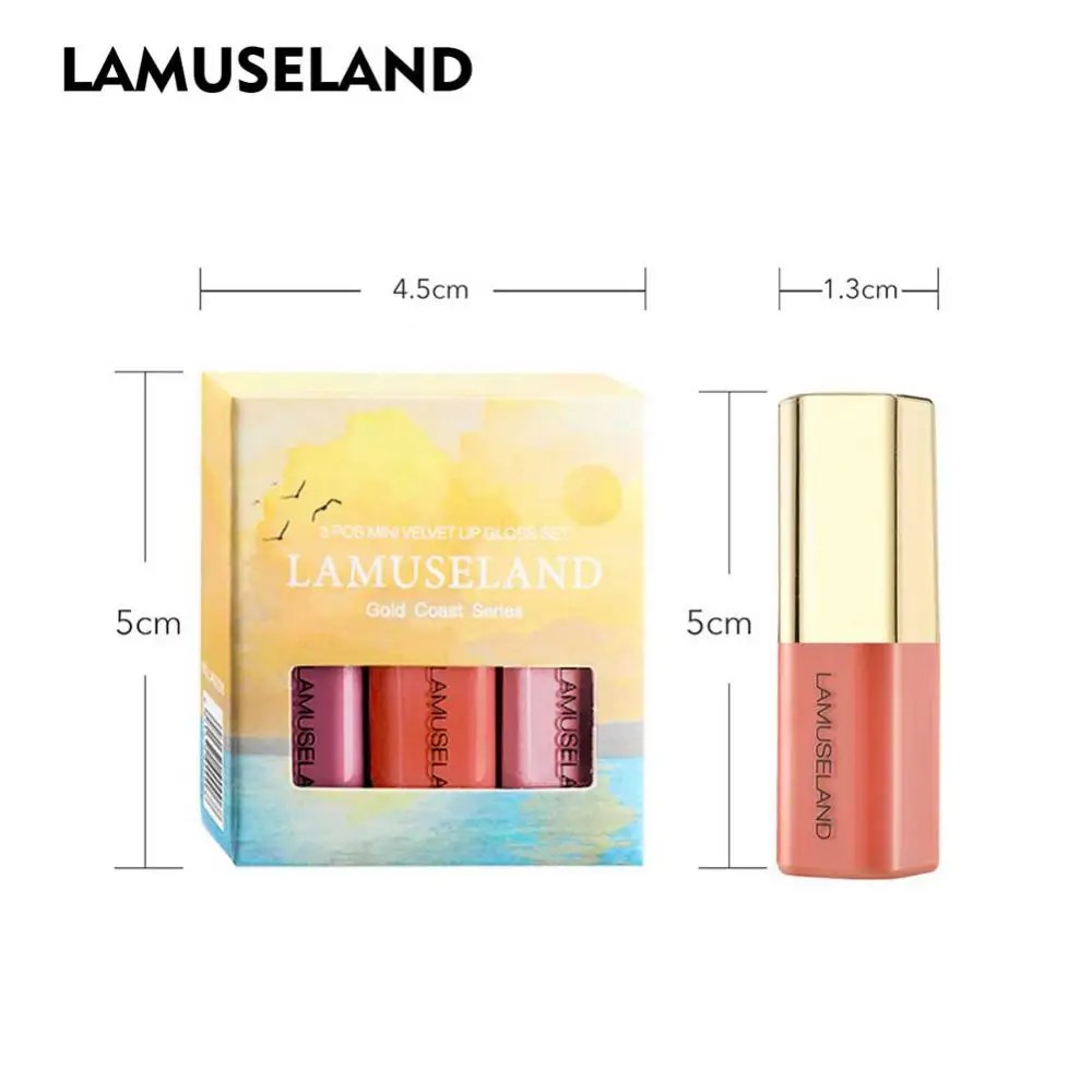 1/2/3SETS Lamuseland Portable And Travel-friendly Moisturizing Mini Lip Gloss Trio Lipstick Highly Sought-after