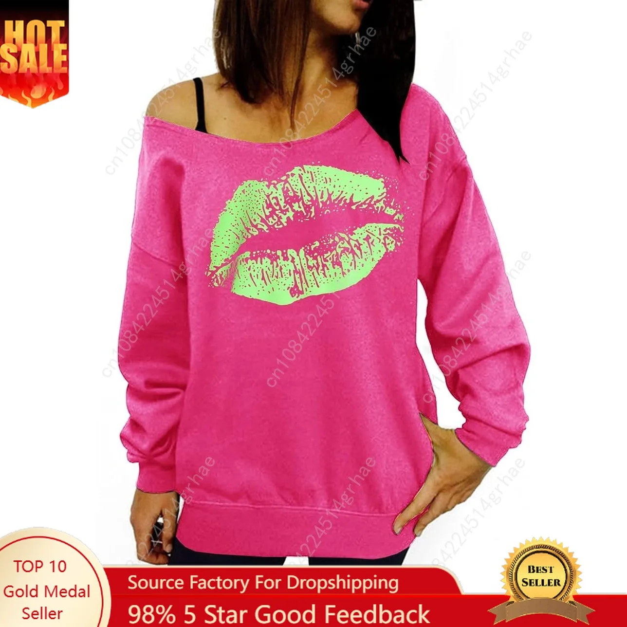 

Smile Fish Women's Sexy Off The Shoulder 80s Outfit Sweatshirt Slouchy Printed Long Tunics Top