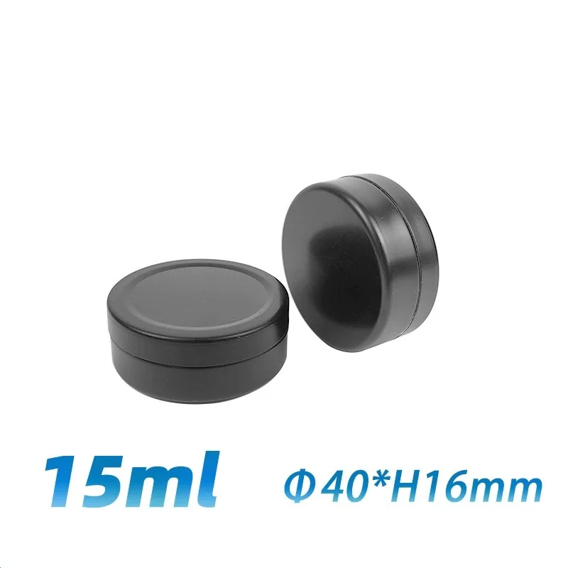 

200pcs 15ml Metal Aluminum Jars 16x40mm 15g Single-color Matte Black Round Cream Wax Cosmetic Packaging Box
