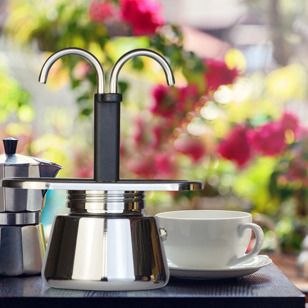 وعاء موكا أنبوب واحد/مزدوج سهل التشغيل وعاء تنظيف سريع 304 إبريق قهوة من الفولاذ المقاوم للصدأ صانع الاسبريسو هدية للرجال والنساء #4