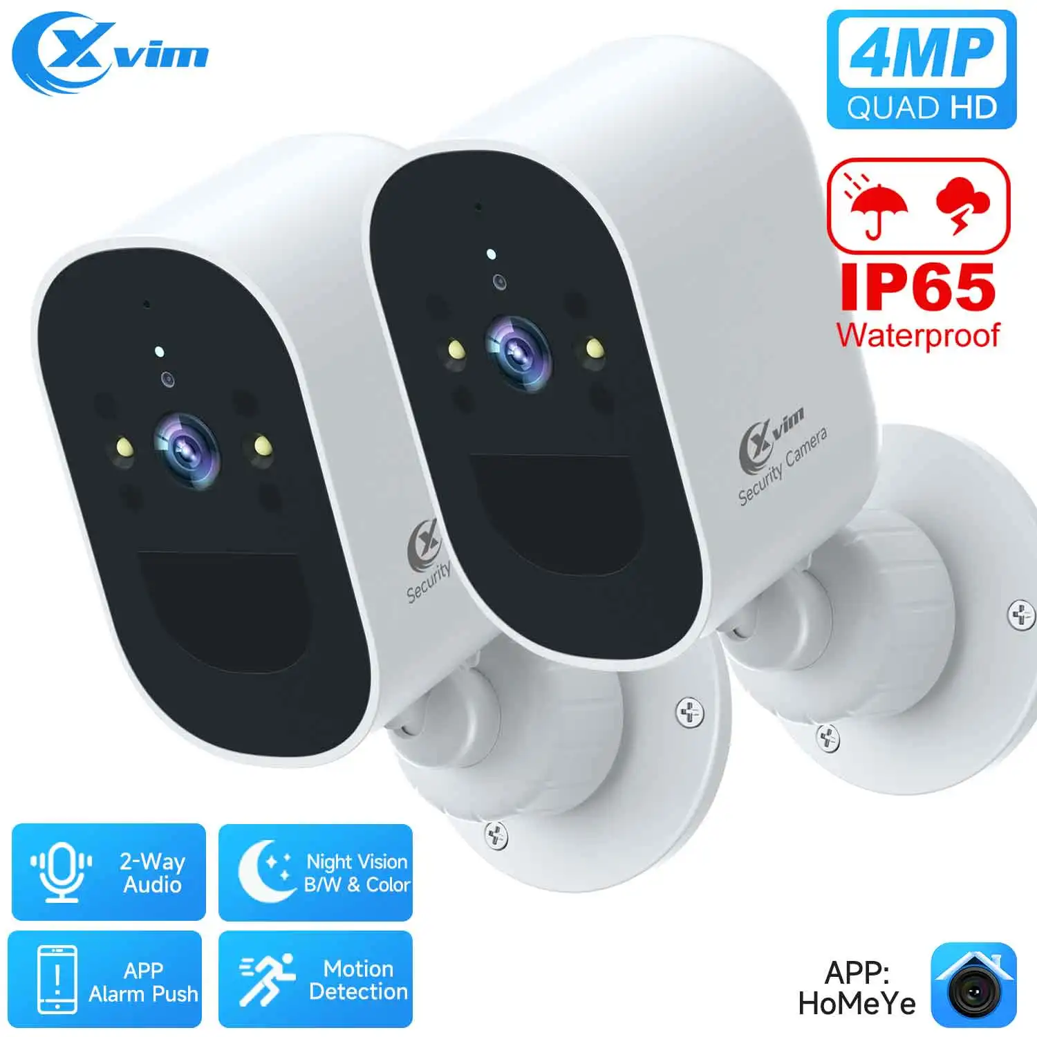 XVIM 4MP Security Camera Outdoor Wireless Night Vision CCTV Motion Detection Home Security Protection Wifi Surveillance Camera