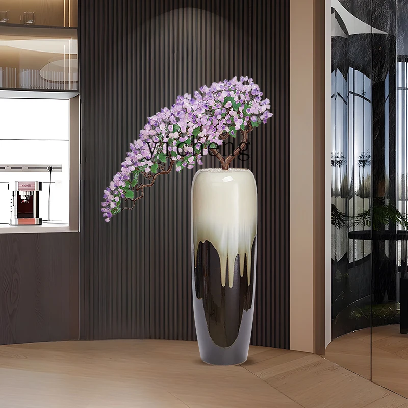 ZML modern light luxury amethyst ceramic floor-to-ceiling vase large living room TV cabinet next to hotel decoration