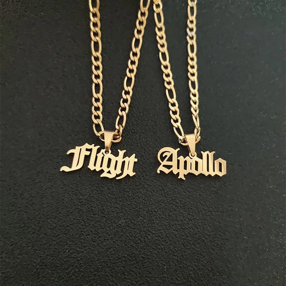 Mini-World Custom Figaro Chain Name collana personalità in acciaio inossidabile gioielli Vintage ciondolo gotico Unisex regalo per feste