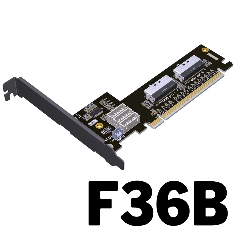 

PCIe 4.0 x16 MCIO Graphics Card Split Extention Cable GEN4 PCI-E X16 to x16 / PCI-E X16 to X8 X8 Bifurcation Adapter Riser Card