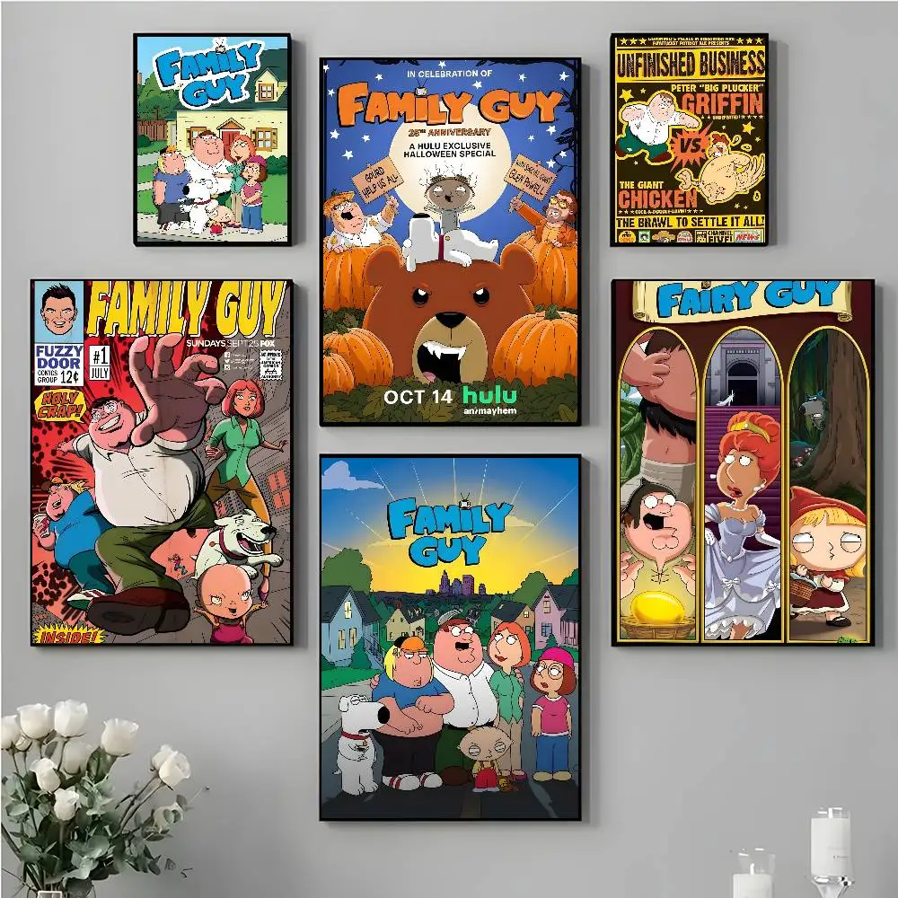 Плакат F-Family Guy, самоклеящаяся художественная водонепроницаемая бумажная наклейка, кофейня, бар, декор стен комнаты Плакат F-Family Guy, самоклеящаяся художественная водонепроницаемая бумажная наклейка, кофейня, бар, декор стен комнаты