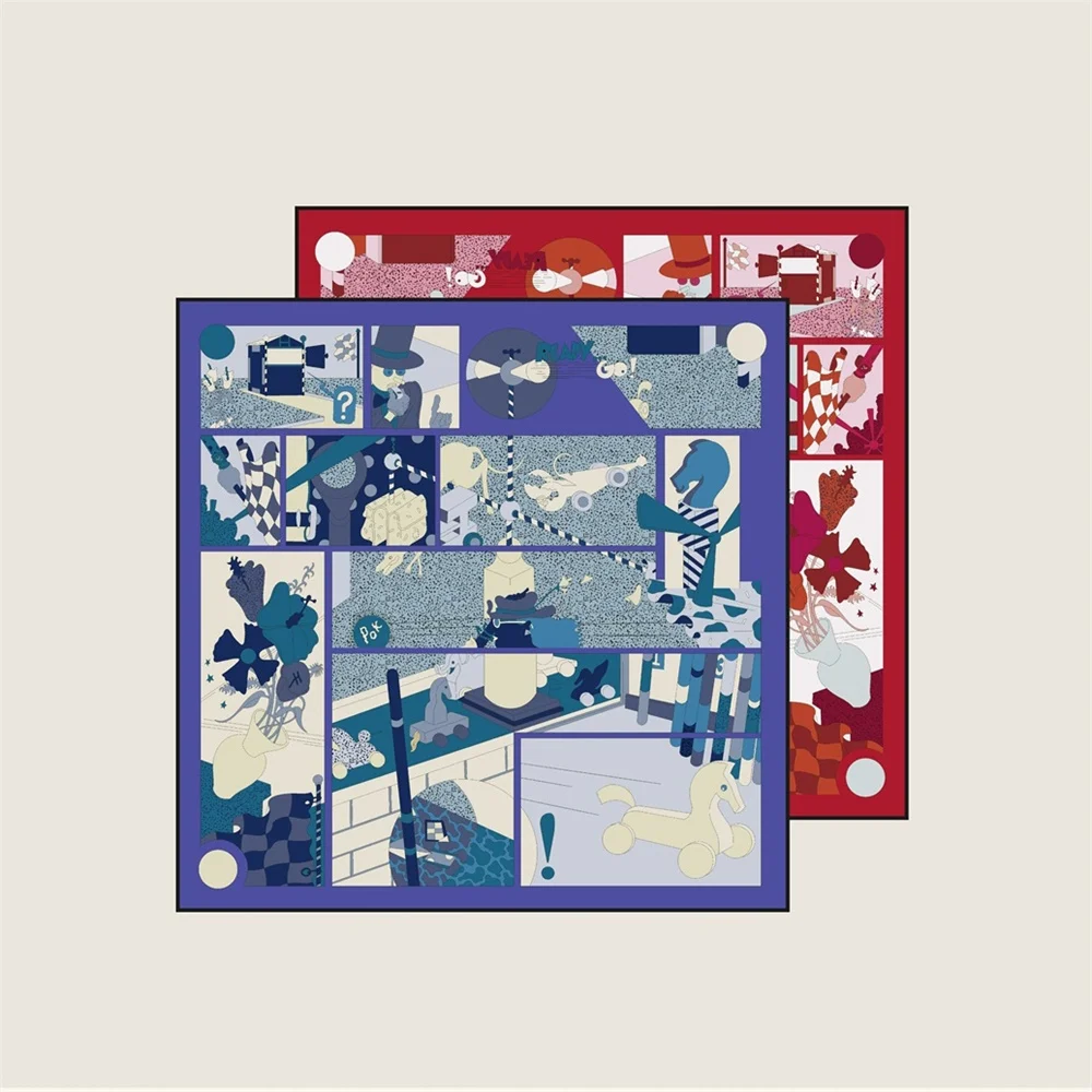 2025 New Luxury Hand Rolled Twill Silk Scarf Women Double Side Printed Square Scarves Wraps Echarpes Foulards Femme Hijabs 53CM