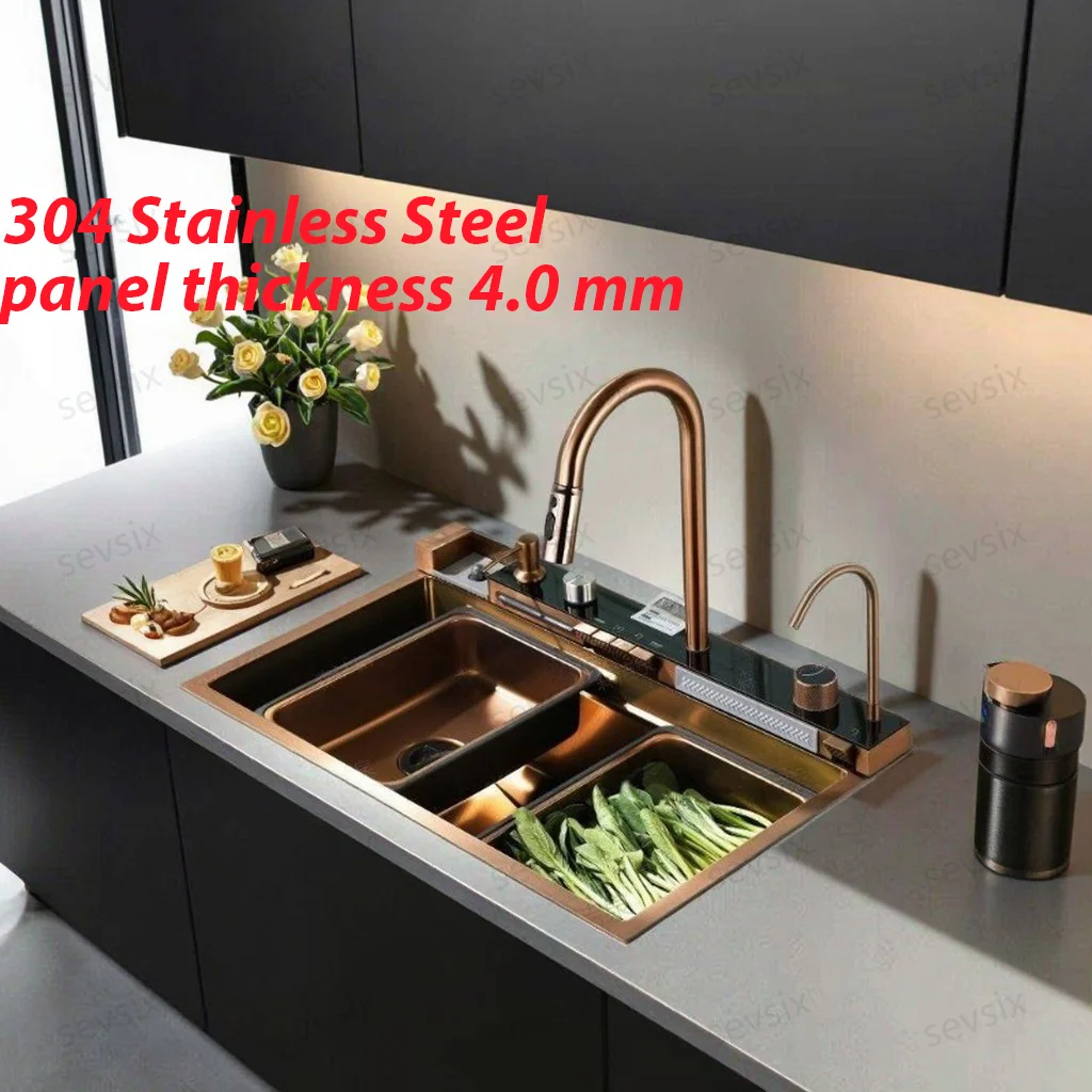 

4.0mm Thick Panel Elegant Kitchen Sink Featuring Durable 304 Stainless Steel Construction