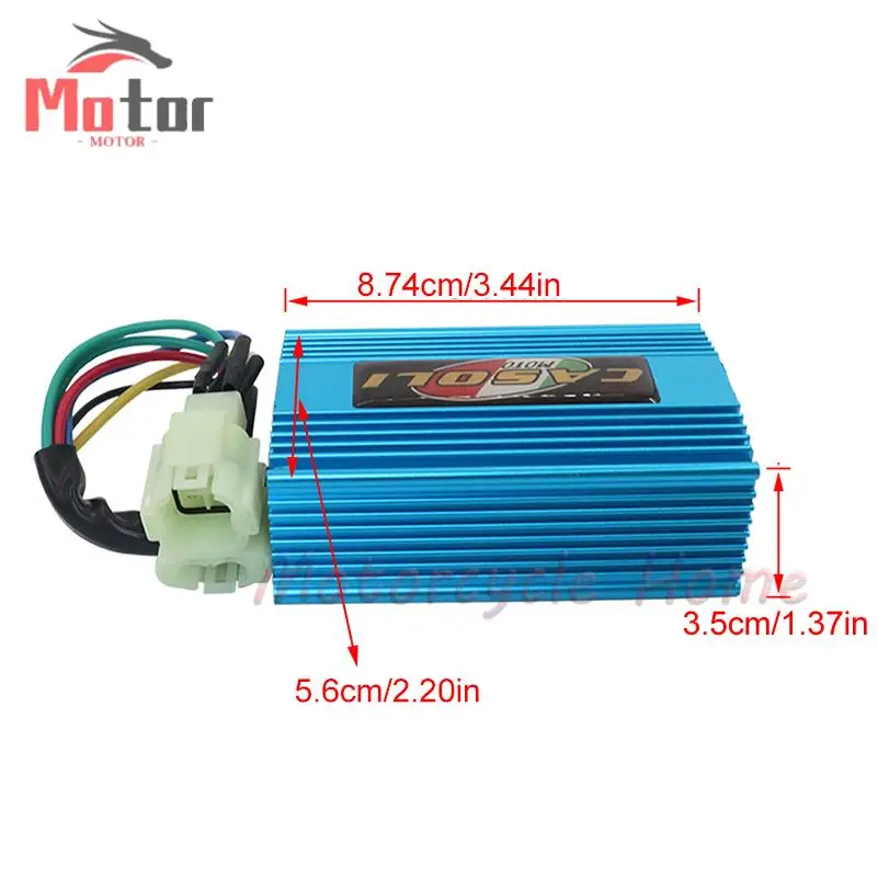 Высокая производительность, подходит для модификации педалей мотоцикла, квадроцикла, пляжного велосипеда GY6, синий/золотой, бесконечной скорости, воспламенитель CDI постоянного тока