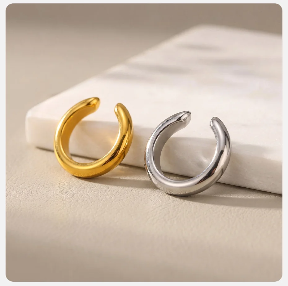 Vnox Klassischer Einzelner C-förmiger Ohrclip für Frauen, Minimalistischer Edelstahl-Ohrring ohne Piercing, Knorpel-Ohrschmuck – Detail 6