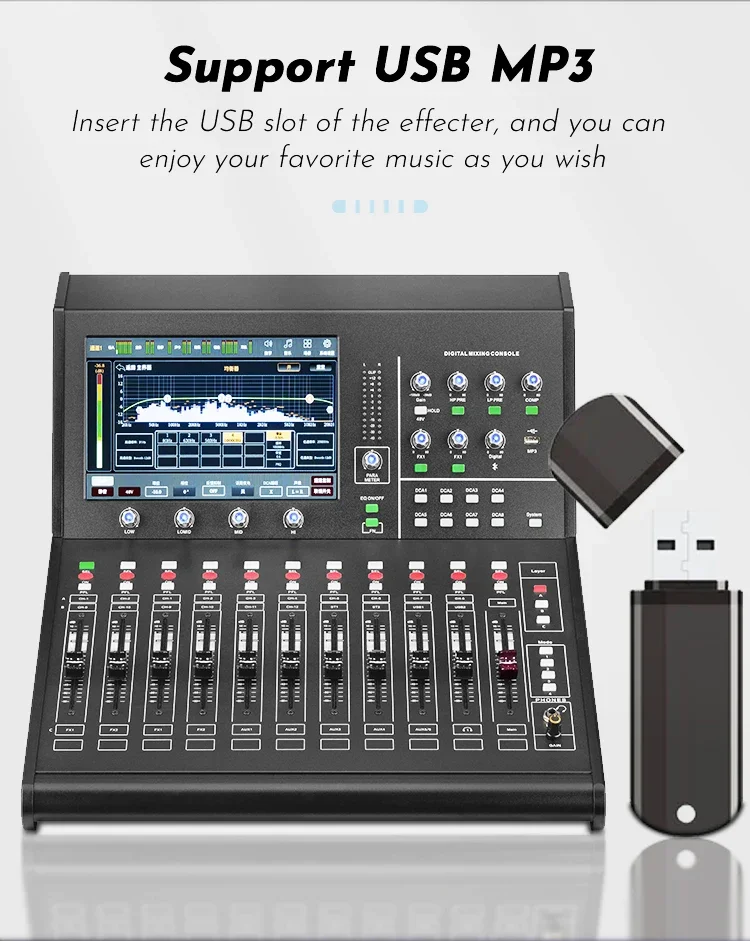 Paulkitson TF20 Digitalmixer 20-Kanal-Audiomixer Motorisierter Fader Digitale Mischkonsole DSP Bluetooth OTG Live-Streaming – Detail 8