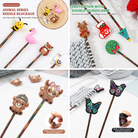 4pcs/6pcs/8pcs Beautiful Butterfly Cartoon Animals Knitting Needle Stoppers Needles Point Cap Needle Blockage Sewing Accessory