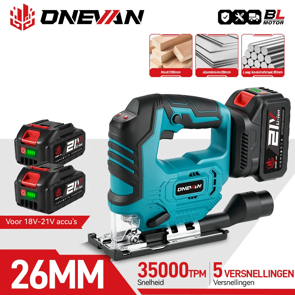 ONEVAN 3500 U/min bürstenlose kabellose elektrische gebogene Säge 1000 W elektrische Stichsäge Holzbearbeitung Schneidwerkzeug für Makita 18 V Batterie Pin