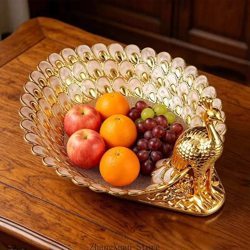 Pfauen dekorierter Obst-Servierteller für Snacks, Früchte und Süßigkeiten, 3 x – Detail 10