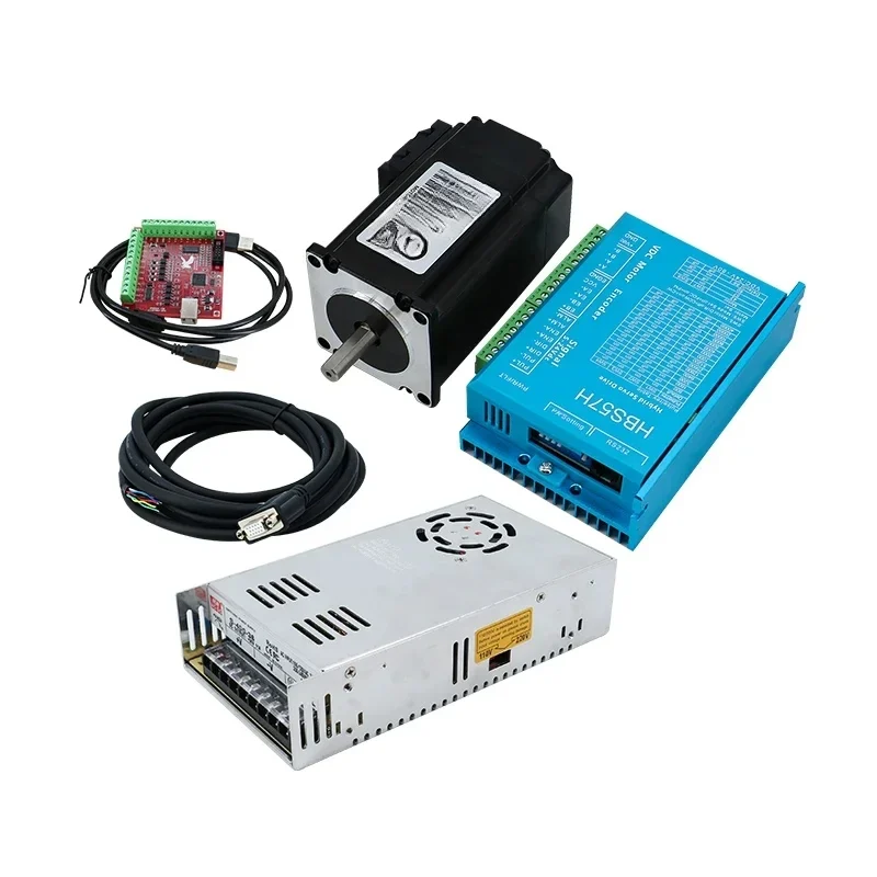 4 Set Nema23 57 2N 2.5N 3N محرك متدرج بحلقة مغلقة ومحرك مؤازر هجين HBS57H ومصدر طاقة 350 وات 36 فولت 9.7 أمبير وبطاقة حركة Mach3