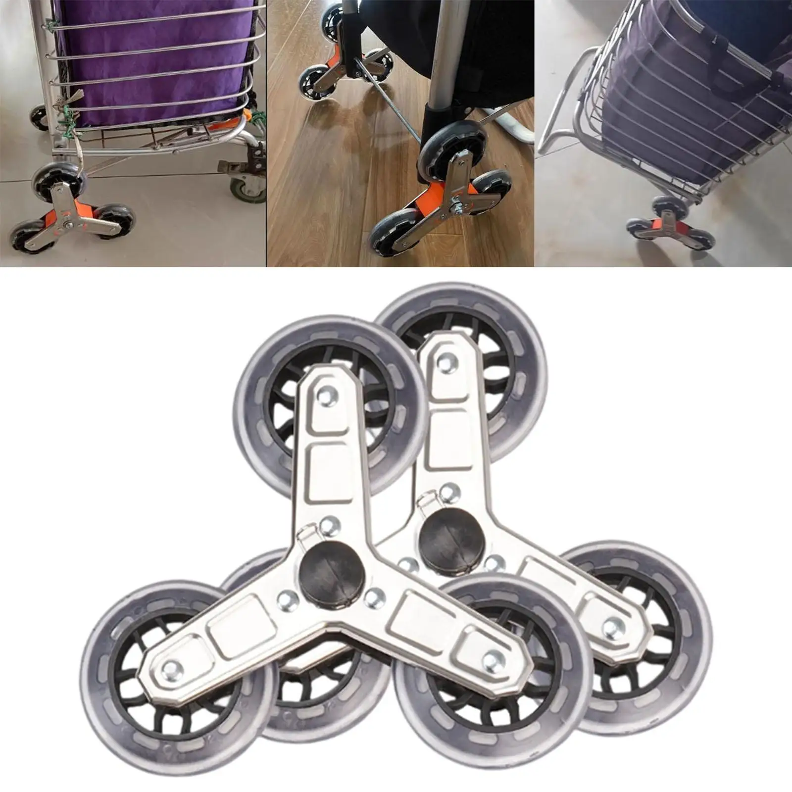2x Trolley Triangle Wheels Stair Climbing Wheels Simple Installation Portable