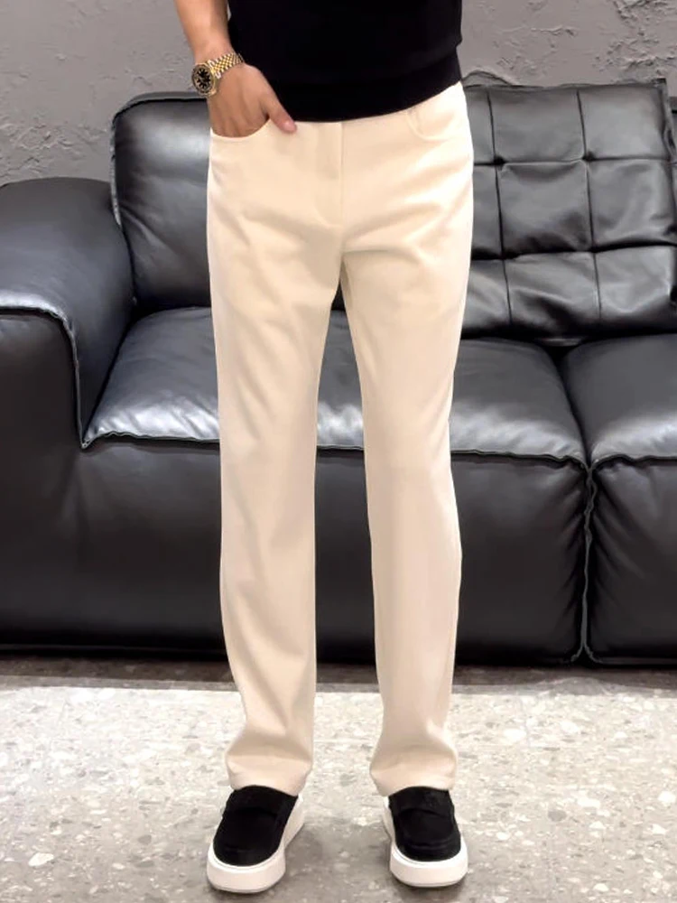 

Мужские повседневные брюки прямого кроя Busin, зауженные, цвет осенний 2025, с высокой талией, на молнии, комфортные, стройнящие, длинные...