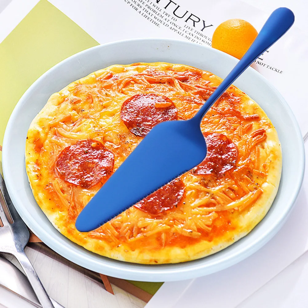 

Blue Serrated Stainless Steel Cake Shovel Simple Baking Tool Pizza Cheese Cutter Kitchen Accessory Easy Clean Gift