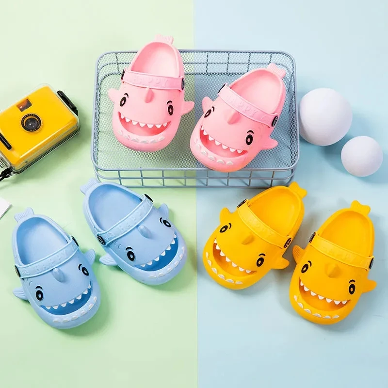 Child Shark Slipper Summer Boys Garden Shoes Funny Cartoon Cloud Clogs Shoes Kids Breathable Sandals Baby Toddler Flip Flops