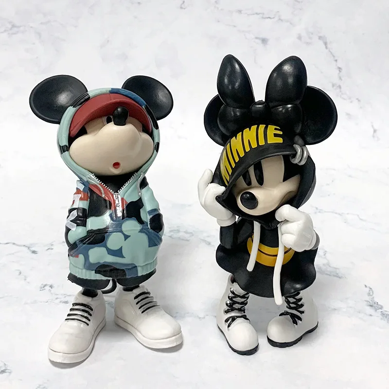 Disney Mickey Minnie Trendy Hoodie Magic Storm Internet Celebrity Collection Mickey Mouse Figurine Desktop Ornament Toy Gift