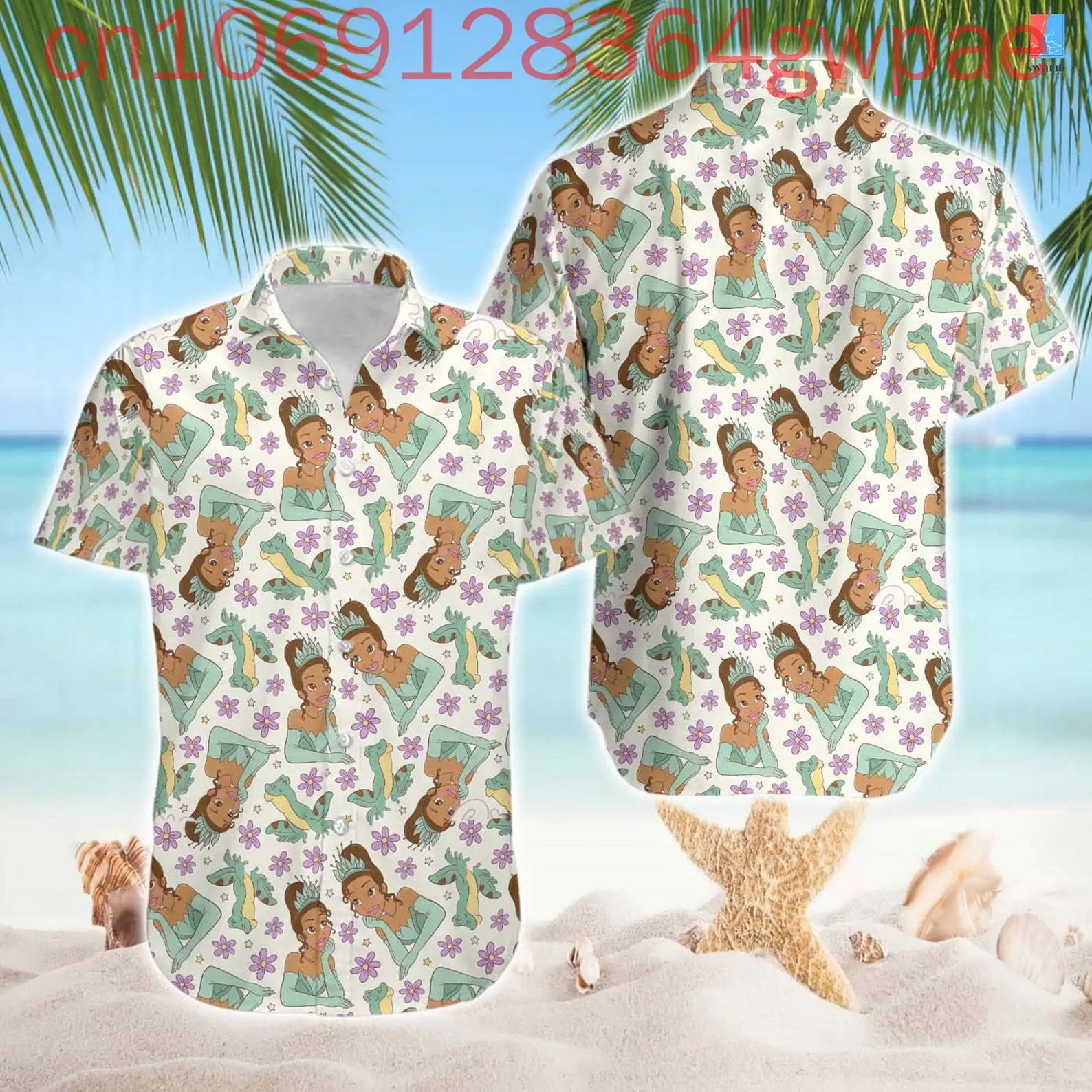 

Disney Princess Tiana Hawaiian Shirts Men's Women's Kids Summer Casual Short Sleeve Beach Shirts