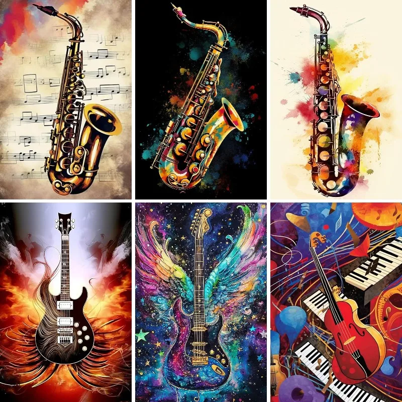 Classic Saxophone 5D Diamond Painting, Cross Stitch Kit, Full Embroidery, Square, The Sax, Music, Crafts,Home Decoration