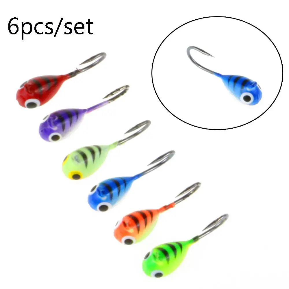 6PCS/SET mini Whale Shaped Artificial Winter Bait AD-Sharp  Lead Hard Hook Ice Fishing Lure