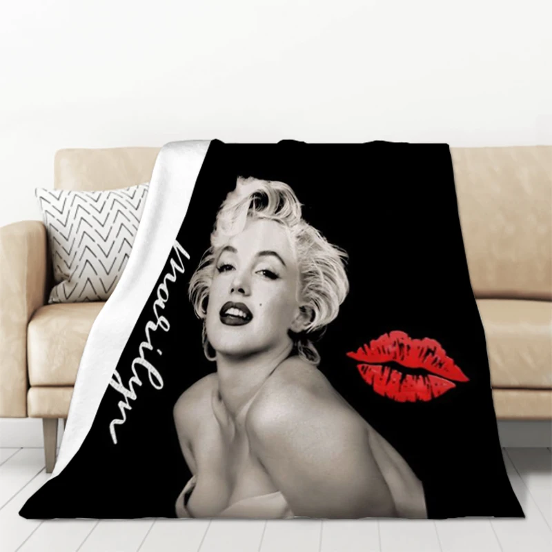 Marilyn Monroe Blankets for Decorative Sofa Throw Blanket Fluffy Catnap King Lid Microfiber Bedding Knee Fleece Soft Nap Luxury