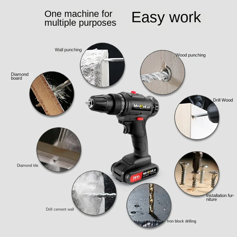 Cordless Screwdriver Electric Screwdriver Cordless Drill Power Tools Handheld Drill Lithium Battery Charging Drill