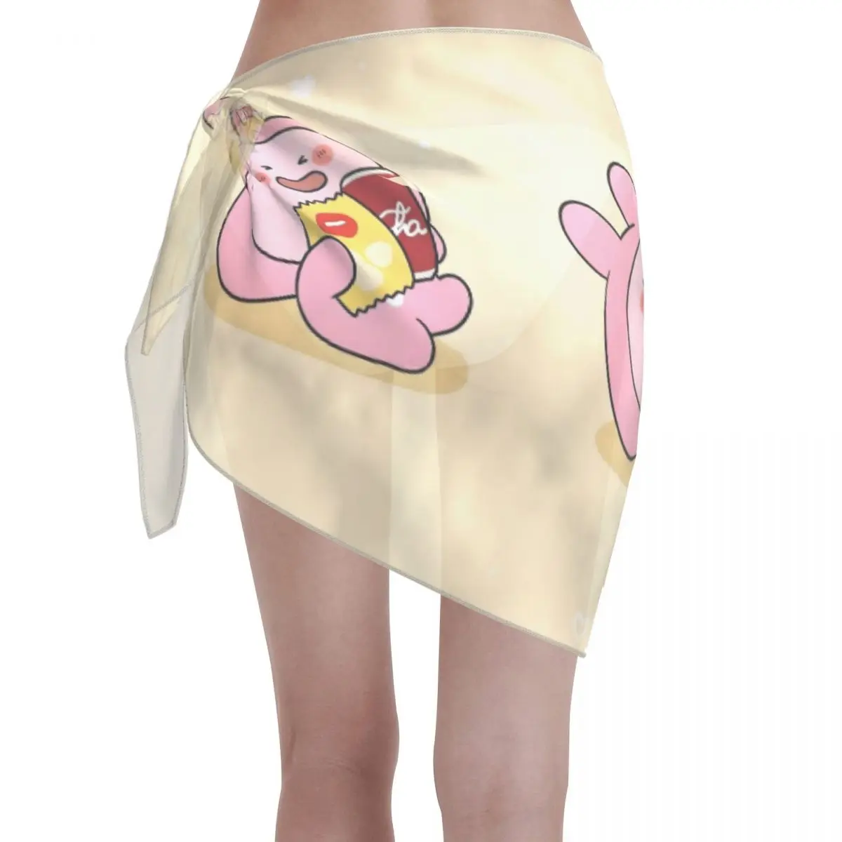 사용자 정의 만화 A-Asamimichans 비치 비키니 랩 시스루 비키니 비치 드레스 짧은 치마 쉬폰 스카프 커버 여성용