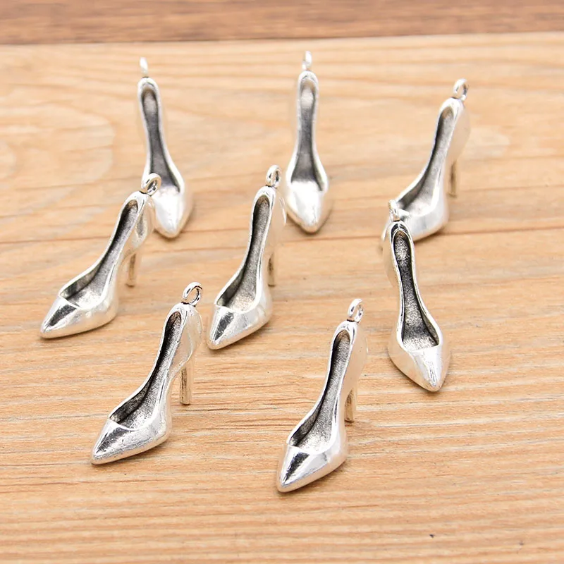 10pcs 18*20mm Metal Alloy Photo Color Ladies High Heels Charms Apparel Pendants For Jewelry Making DIY Handmade Craft