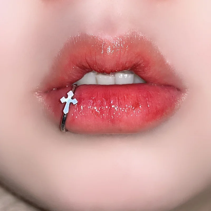 1PC Cross  Stainless Steel Lip Ring Hinged  Snake Bites Piercing  Spicy Girl Heart Vertical Labret Piercing Body Jewelry 16G