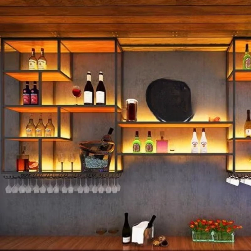 

E****my Bar Bar Display Rack Household Wrought Iron Cup Holder Restaurant Wall Creative Shelf